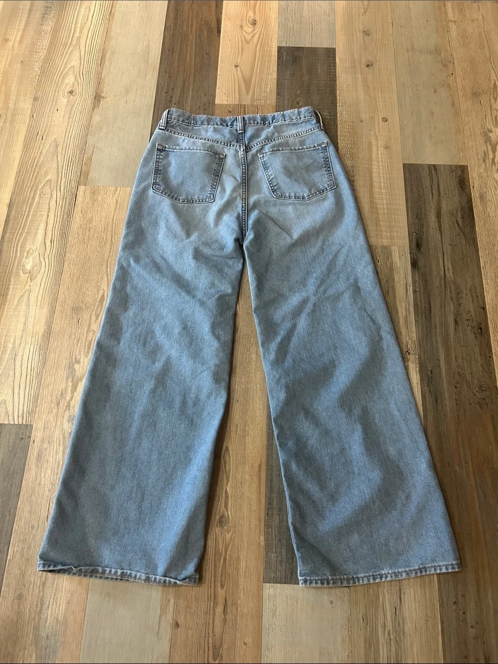 Old Navy Boys Sz 18 Light Blue Baggy Wide LEG Adjustable Waist Jeans TC0385